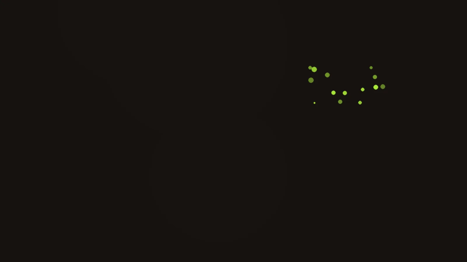 Abstract dark composition with a small lime dot cluster