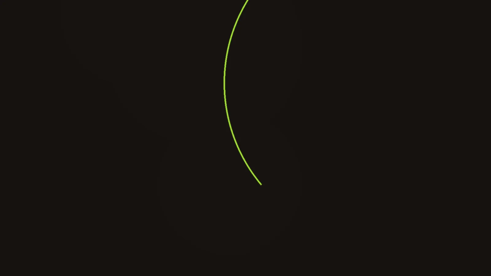 Abstract dark composition with a single lime accent arc